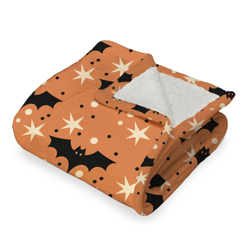 Jeté en sherpa Ghost Shapes, Orange / noir