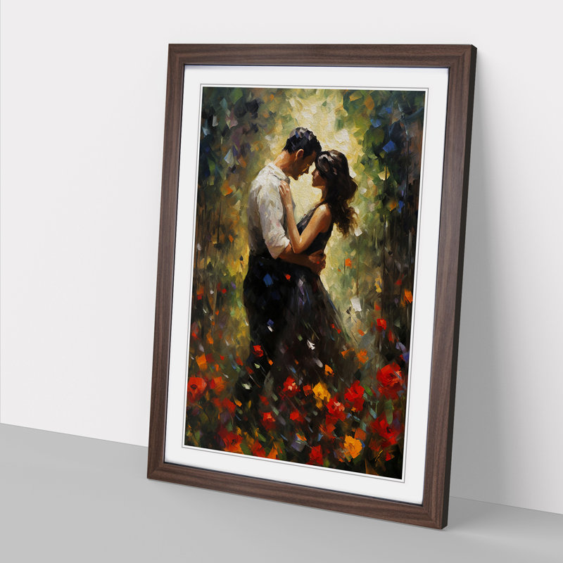 XYZ-FRM-V1223-4394 Lovers Impressionism No.2 1 Piece Single Picture Frame Wall Art, 46cm H x 34cm W x 2cm D, Walnut