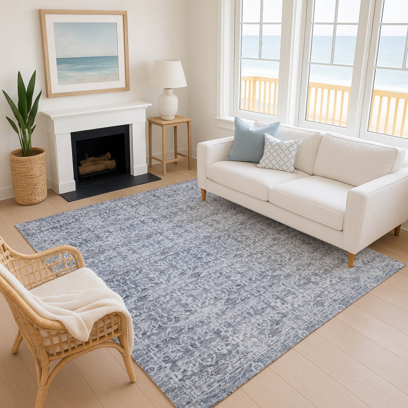 Tapis de qualité supérieure lavable à la machine Mayfield AMF2152, Bleu, Rectangle 5 pi x 7 pi 6 po