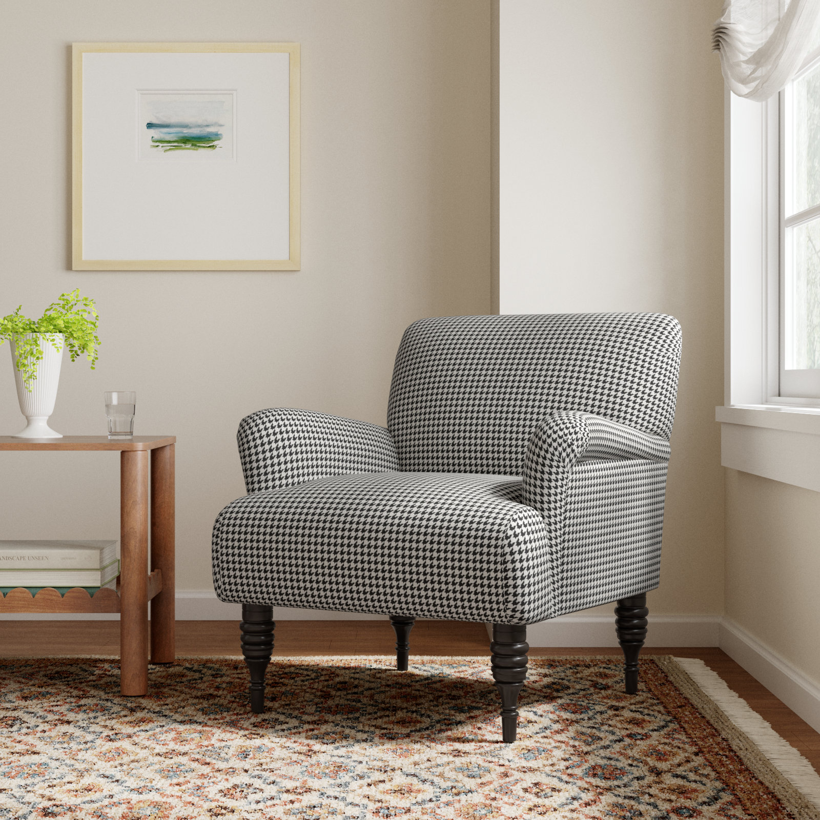 Bershire Armchair, Chunky Houndstooth Charcoal