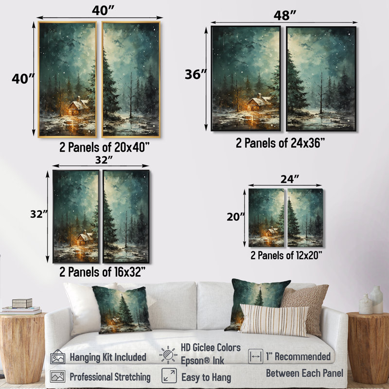 Minimalisme, arbre de Noël forêt I - vert, reproduction d'art sur toile, H 32 po x l 32 po, Toile tendue, Ne s’applique pas