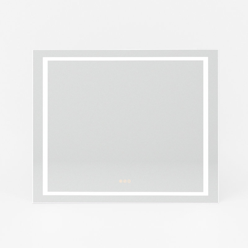 Flicker 42 in. W x 36 in. H Rectangular Frameless Anti-Fog LED Dimmable Wall Bathroom Vanity Mirror in Polished Crystal