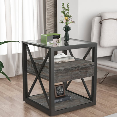 Table de bout moderne 1 pièce avec tiroir - Table de chevet pour chambre à coucher et salon