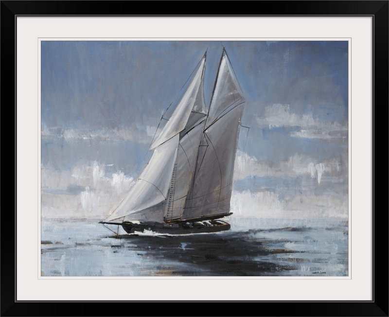 «Maylin Full Sail» par Joseph Cates, reproduction d'art, Cadre noir, H 20 po x l 24 po x P 1 po