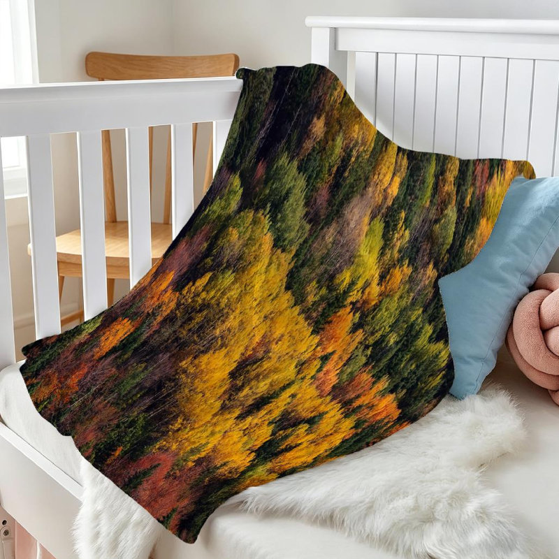 Jeté en molleton jaune ultra doux en flanelle, imprimé forêt, Throw 30" x 40"