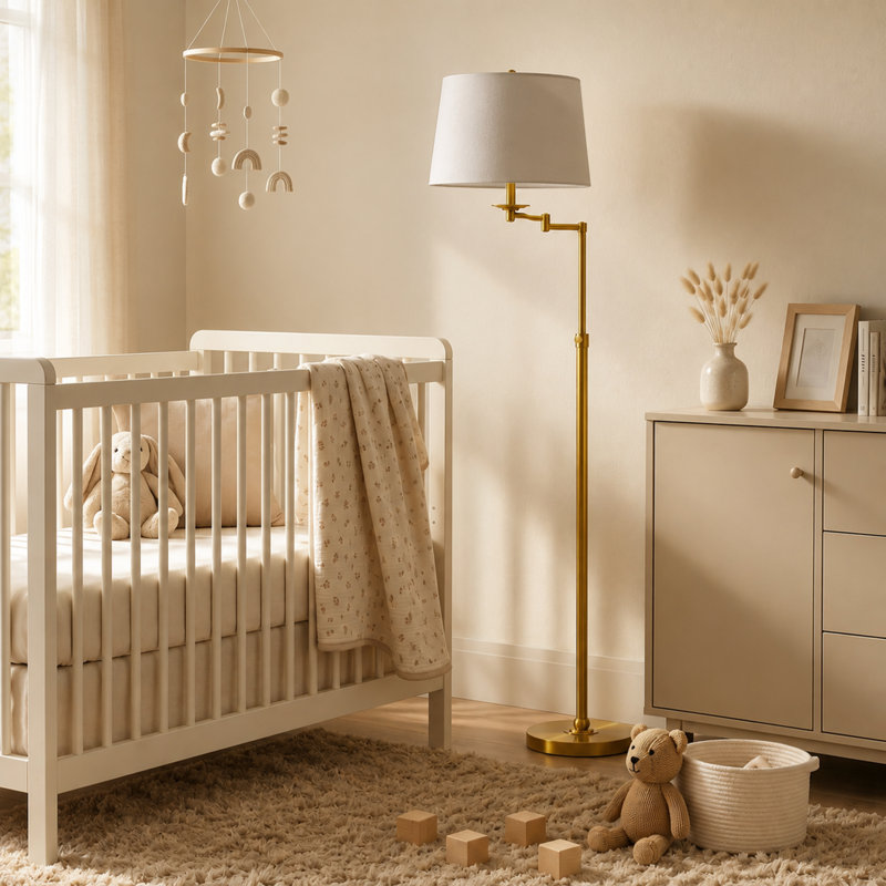 Lampe sur pied à hauteur ajustable 64,5 po Aleinah, Doré