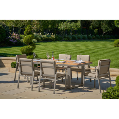 Bima Metal Rectangular 6 - Person 200cm Long Dining Set with Cushions
