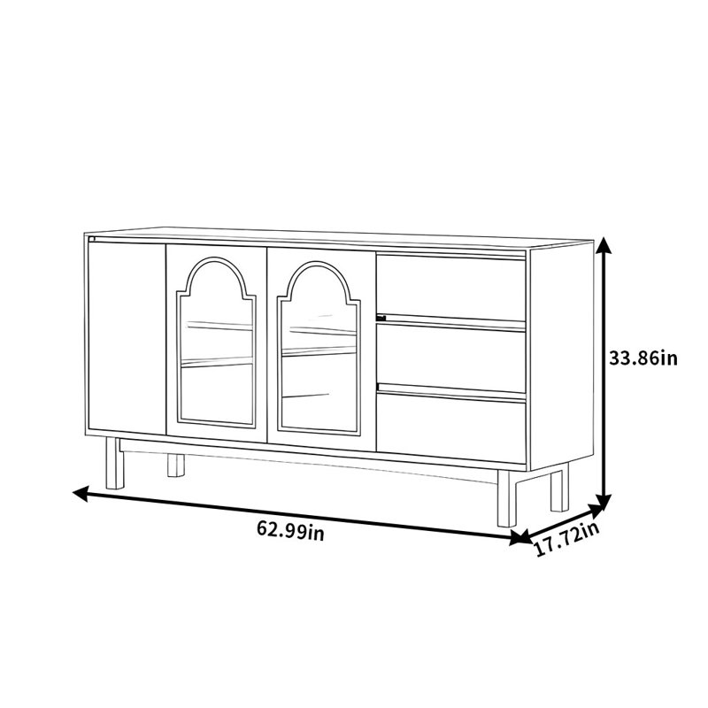 Crédence Ellaruth, H 33,86 po x l 62,99 po x P 17,72 po