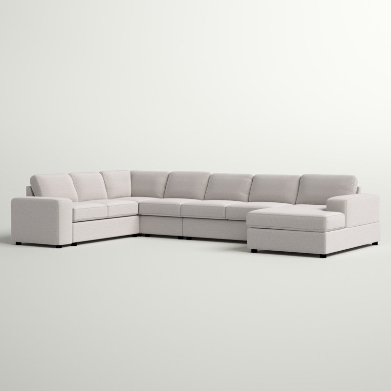 Harwich Upholstered U-Shaped Sectional Reversible, Beige Linen Blend