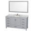 Meuble-lavabo simple autoportant 60 po avec plateau en marbre Sheffield et miroir 58 po Sheffield-115621759-97648027