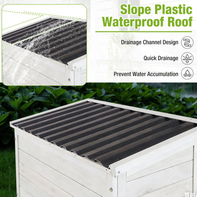 Outdoor Storage Shed with Wood and Metal Frame, Garden Sheds with Waterproof Plastic Roof, Adjustable Shelves and Ventilated Blinds, Garden Tool Cabinets for Outdoor