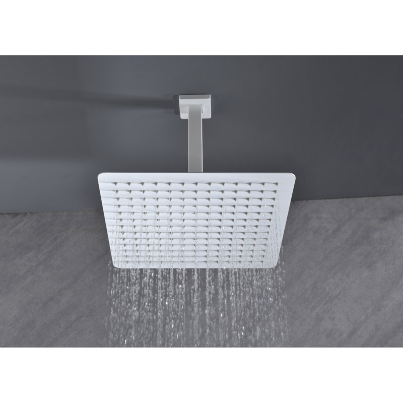 Rain Shower Head High Pressure Rainfall Showerhead Water Saving, White