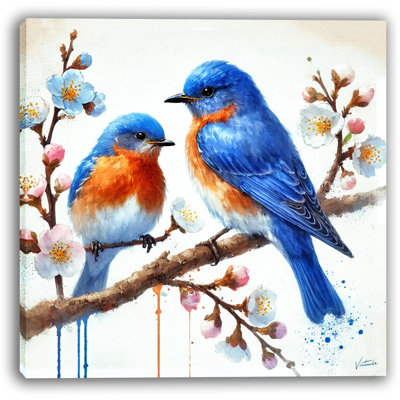 Reproduction d'art sur toile, "Bluebirds and Blossoms"