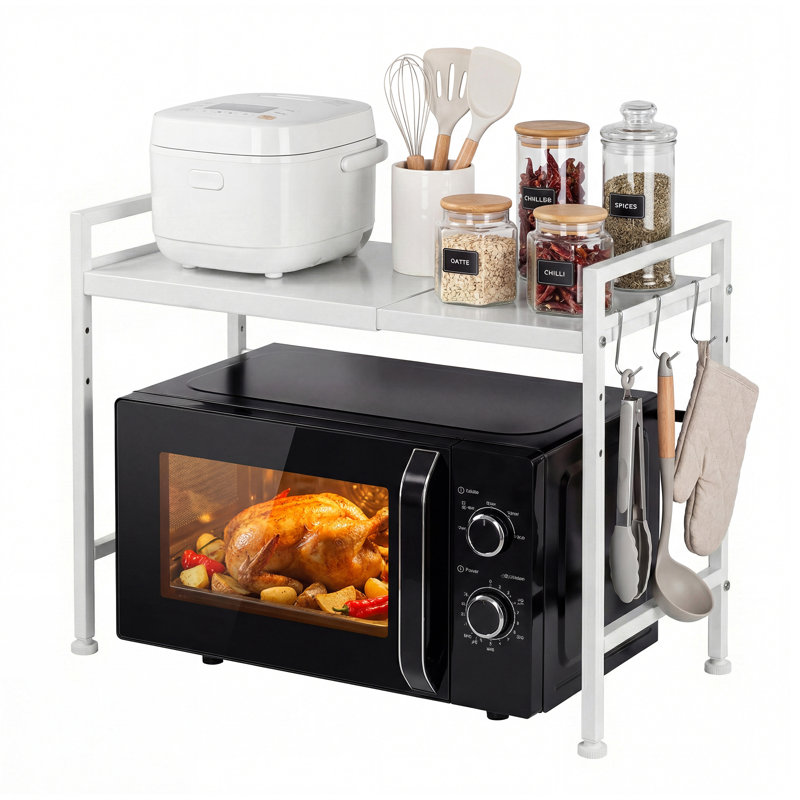 Support de rangement pour micro-ondes en métal Adivo, blanc, 65 cm