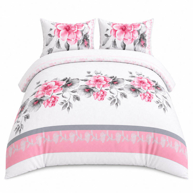 Microfiber Floral Duvet Cover Set, Double Duvet Cover + 3 Additional Pieces