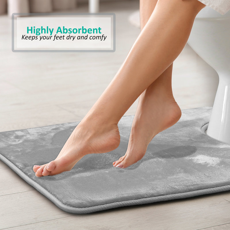 Ultra Soft and Absorbent Memory Foam Contour Mat with Non-Slip Backing, Silver/Gray