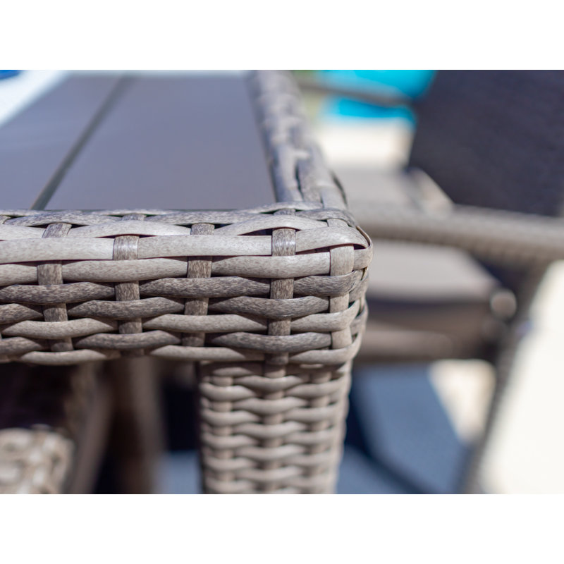 Sorrento 8 - Person Wicker Patio Dining Set with Rectangular Table , Cushions Included, Charcoal