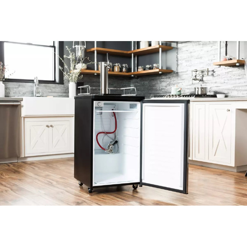 EdgeStar 4.9 Cubic Feet Single Tap Freestanding Kegerator with Adjustable Temperature, Black