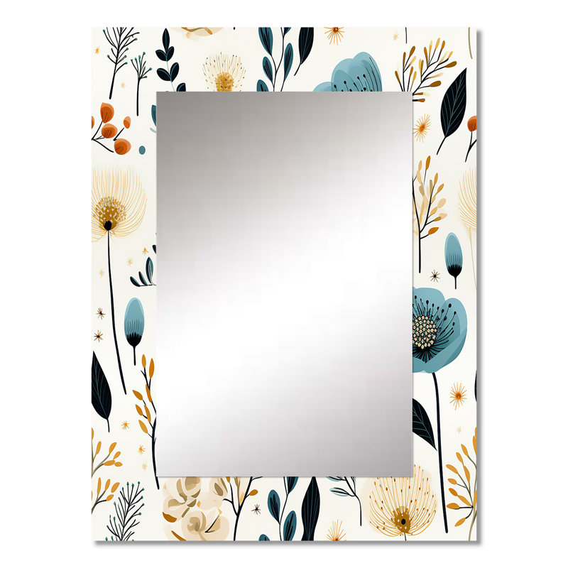 Letendre nordique blanc et bleu Letendre Serenity - miroir mural floral unique, 32 po x 24 po