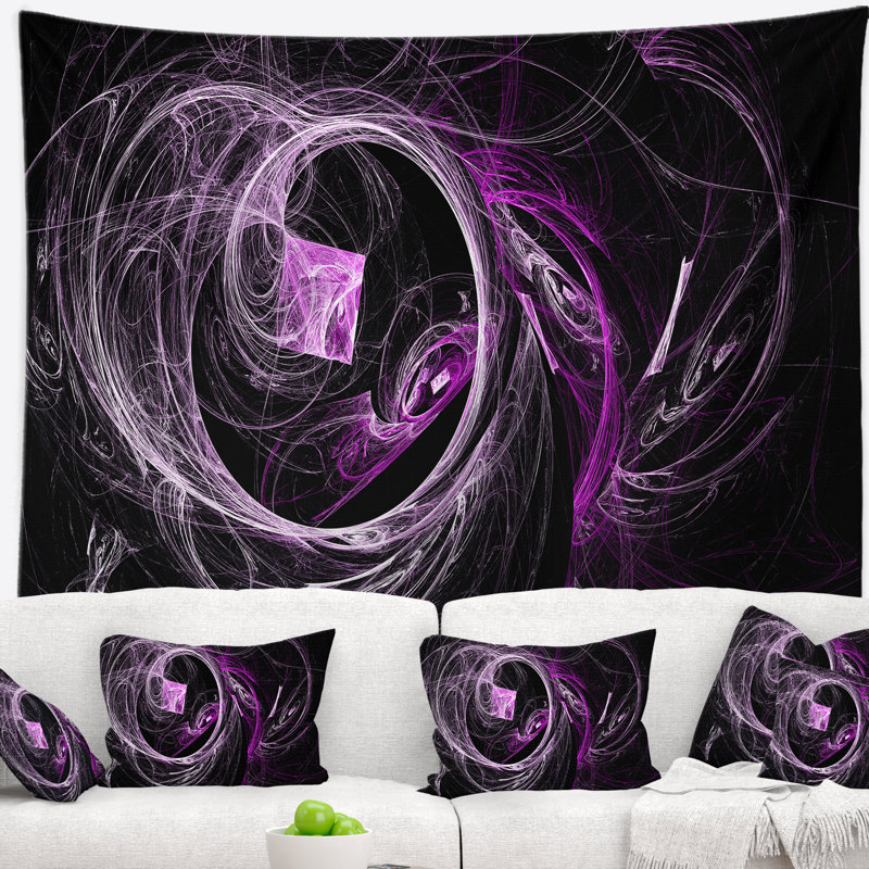 Corwin mauve fumée abstraite en tapisserie noire, H 32 po x l 39 po