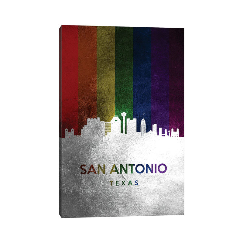 San Antonio Texas Spectrum Skyline by Adrian Baldovino - Wrapped Canvas Print, 20.32 cm H x 30.48 cm W
