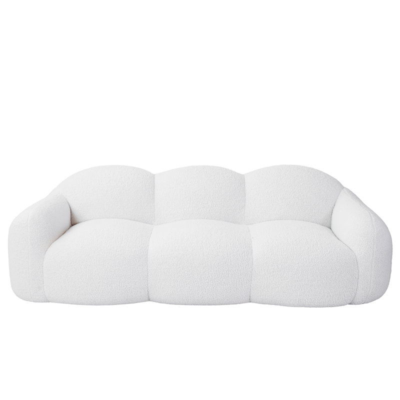 Canapé en tissu d'ameublement en peluche avec accoudoirs Ivona, Beige