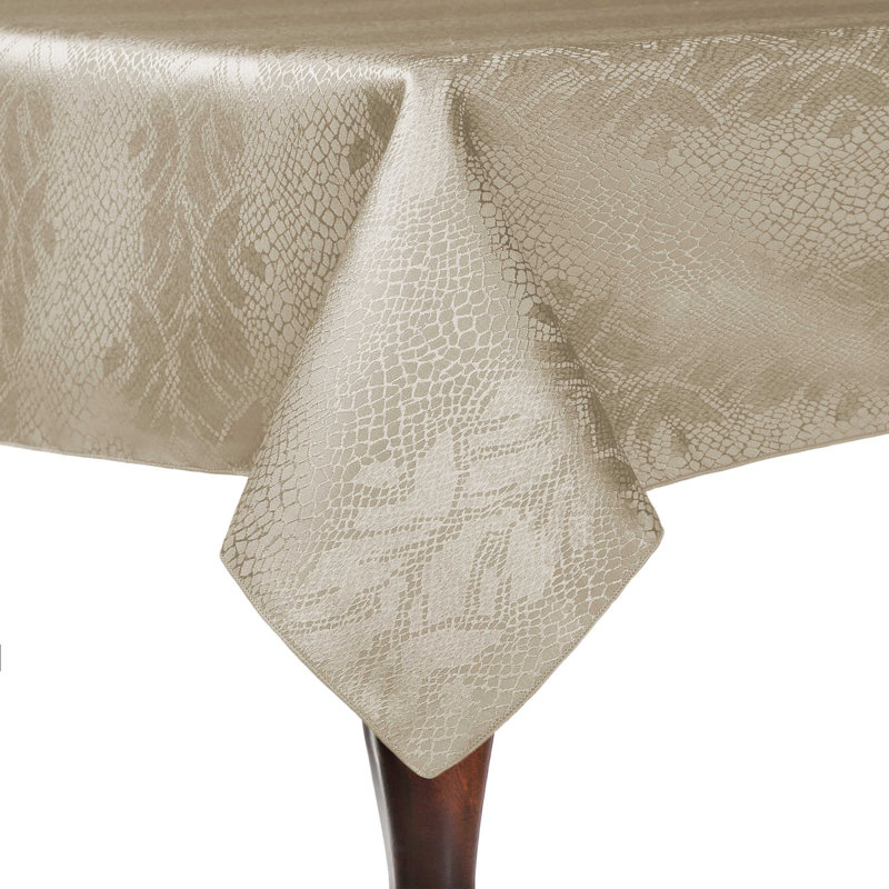 Ultimate Textile Damask Kenya Tablecloth - Modern Jacquard Design, 60" W x 108" L, 1, Beige