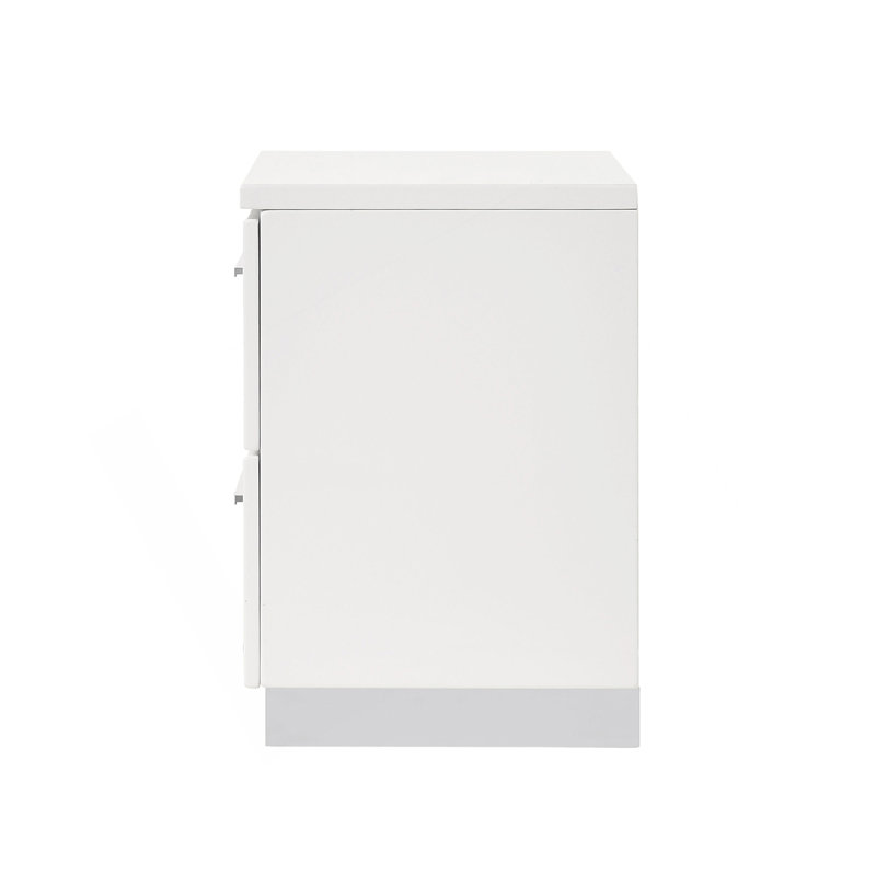 Table de chevet 2 tiroirs au fini blanc ultrabrillant