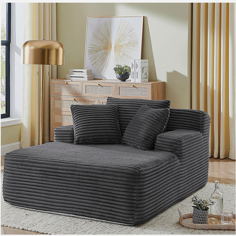 Méridienne simple à paresseux simple, aucun assemblage requis, faite de tissu de velours, méridienne moderne moelleuse, utilisée pour les salons intérieurs et les chambres à coucher - gris foncé