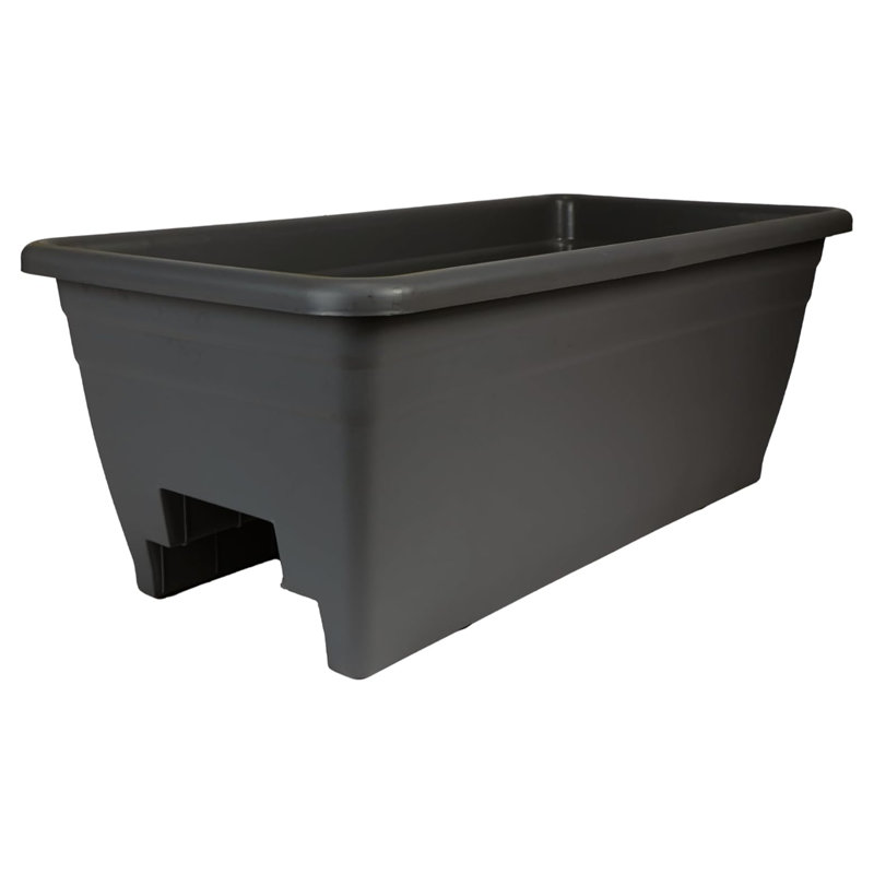 The  Deck Railing Planter Box with Removable Drain Plugs, 24", Black