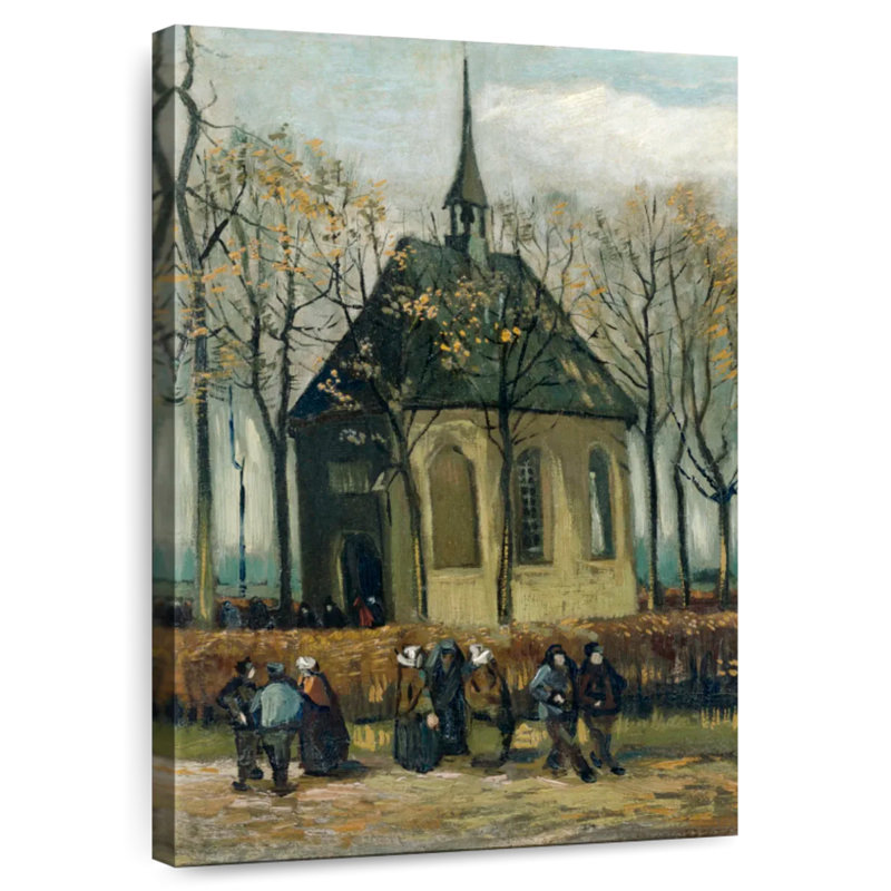 Congration Adella qui sort de l'église réformée, H 48 po x l 32 po