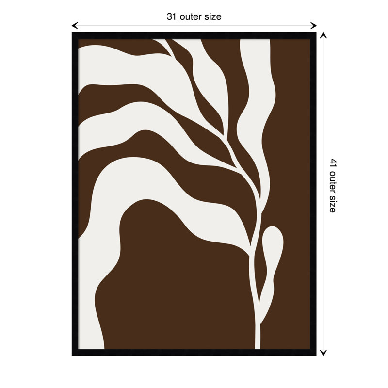 Retro Matisse Inspired Abstract Botanical 2 Brown, 41" H x 31" W x 1" D, Black