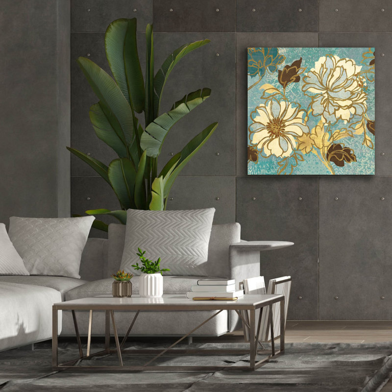  «Sophias Flowers Blue 1» par Wild Apple Portfolio, art mural sur toile, 37 po x 37 po, H 37 po x l 37 po