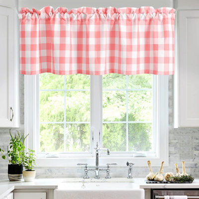 Cantonnière à carreaux à un panneau, semi-transparente, à œillets, idéale pour le salon, la maison de campagne ou la chambre, pour une décoration printanière.