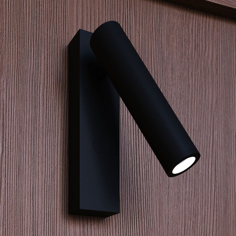 Applique murale à DEL en aluminium Haim, Noir texturé