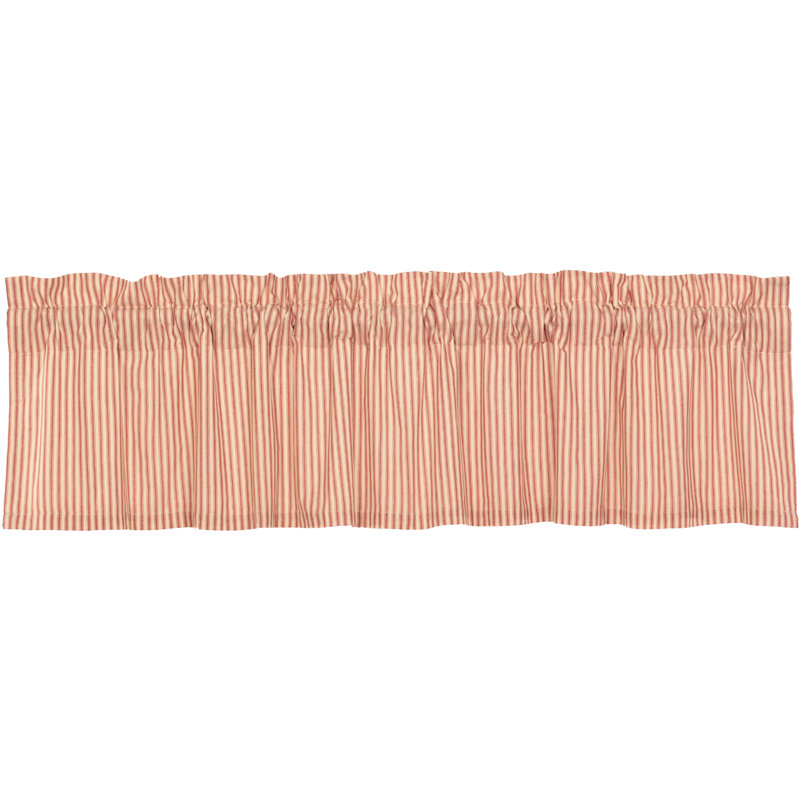 Cantonnière rayée en coton Sawyer Mill, 72" W x 16" H, Rouge champêtre / brun foncé