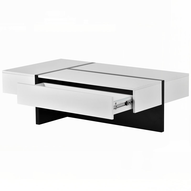 Mobilier de salon rectangulaire, Blanc/Noir