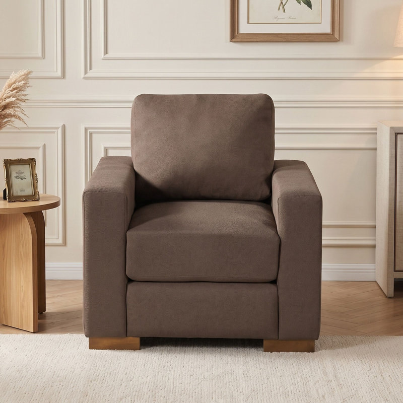 Fauteuil d'appoint carré rembourré, Brun