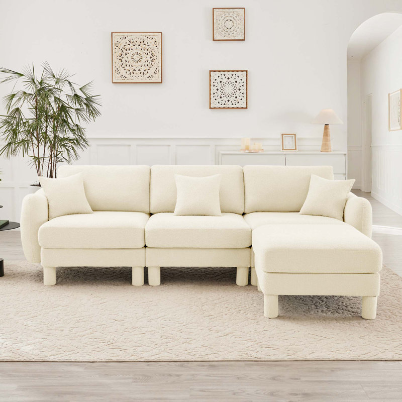 Canapé 3 places rembourré Boucle, Beige