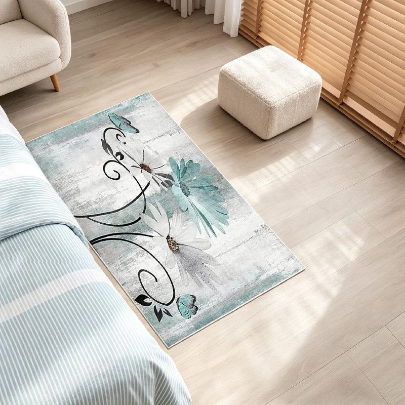 Tapis vert lavande lavable à la machine