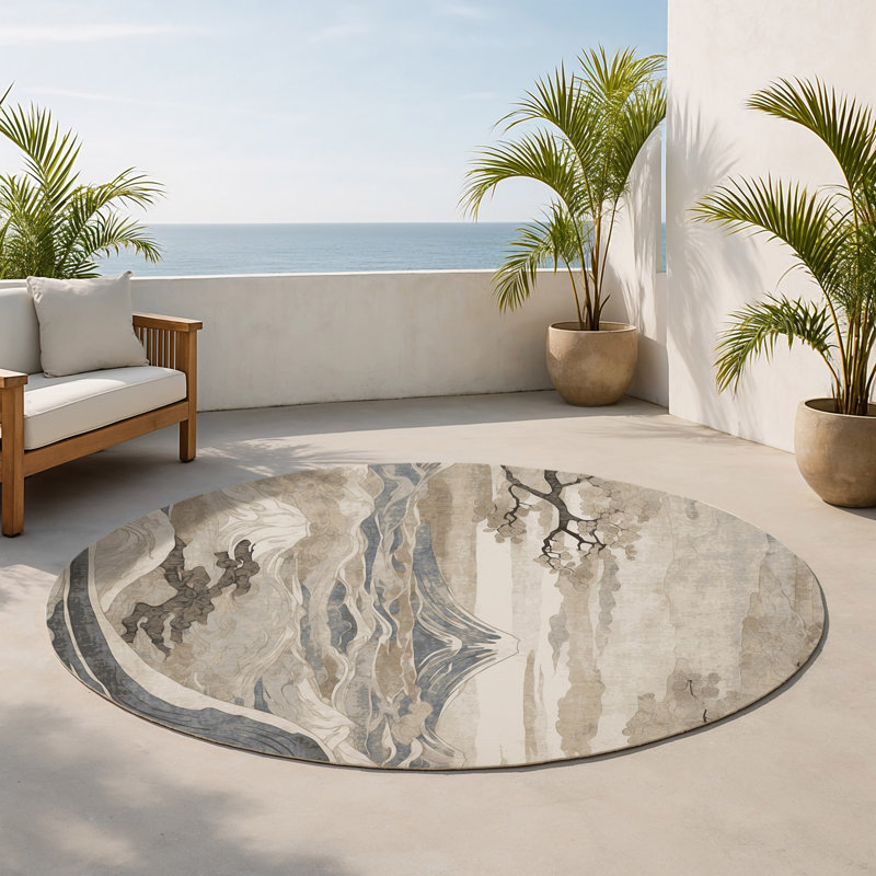 Tapis intérieur et extérieur Elegant Waves, Rond 5 pi