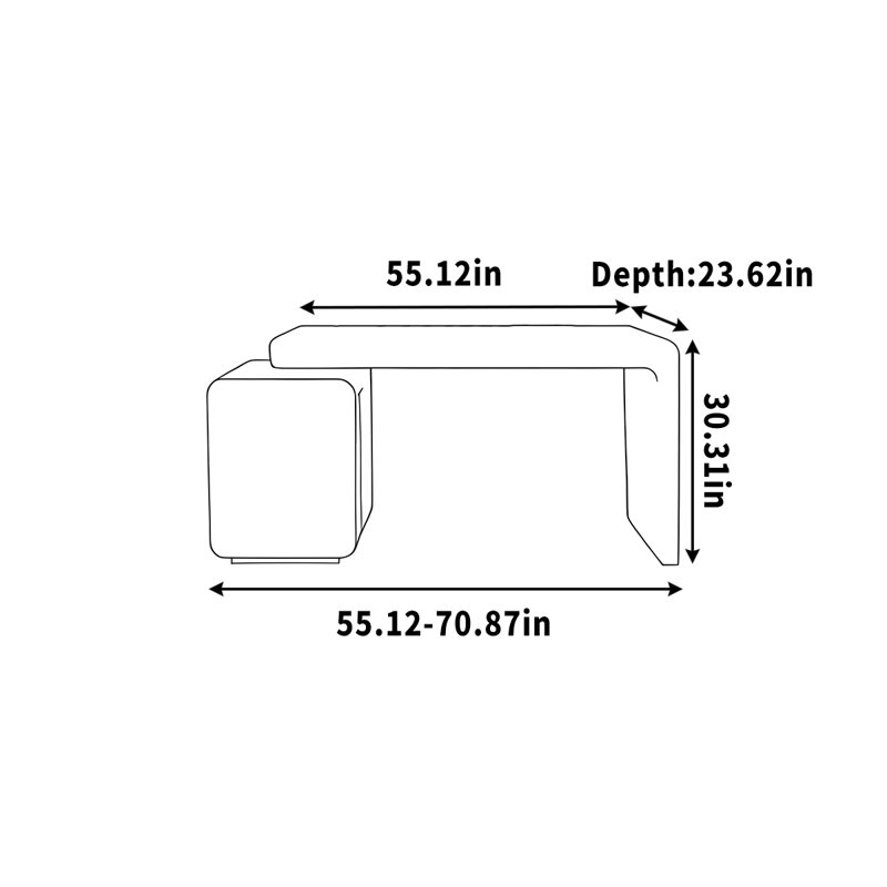 Home desk, study/office computer desk, 30.31" H x 70.87" W x 23.62" D