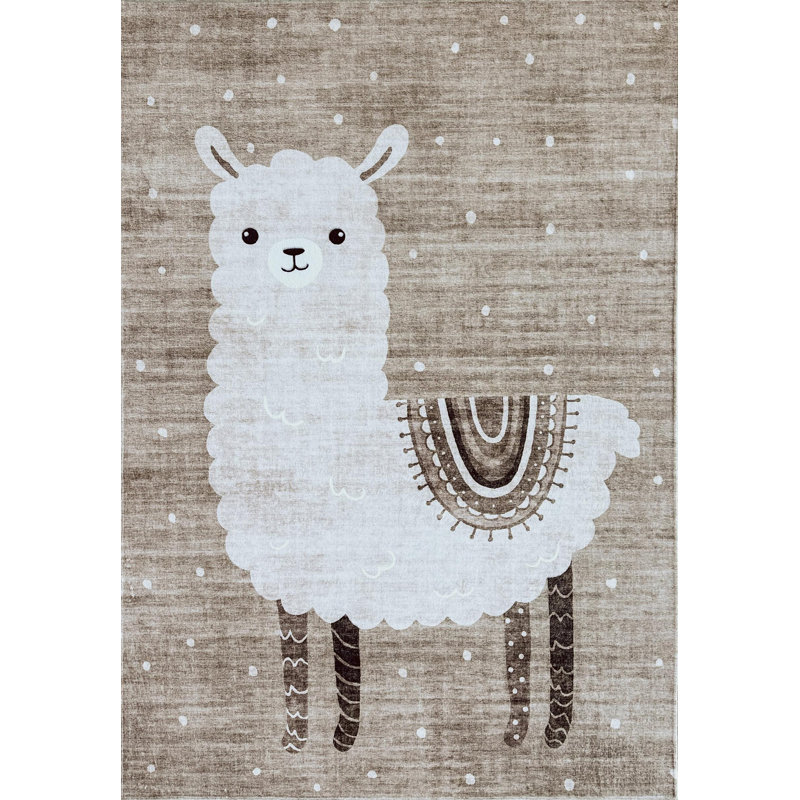 Tapis 7 pi x 10 pi brun et beige pour jeunes animaux