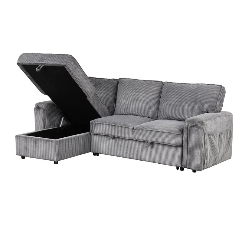 Ustyle Sleeper With Storage Bags And Armrest Cup Holders - 3 Furniture Relaxing Sectional Beverage, Gray