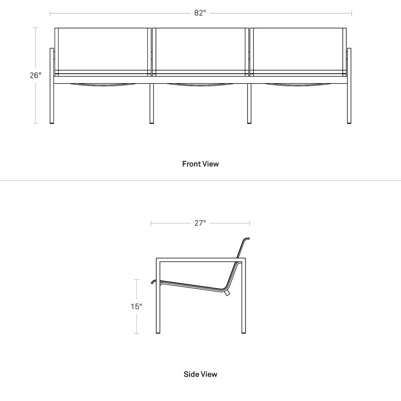 Skiff Outdoor 3 - Seat Patio Sofa, Carbon