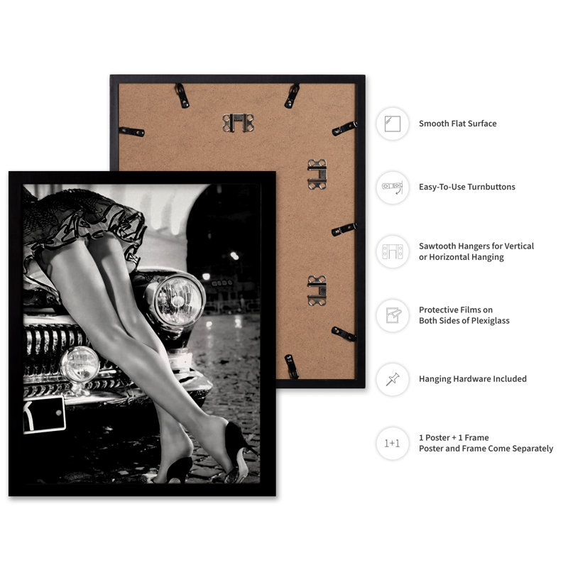 Jambes sexy sur une voiture classique, Black Framed, Poster, 16"H x 20"W