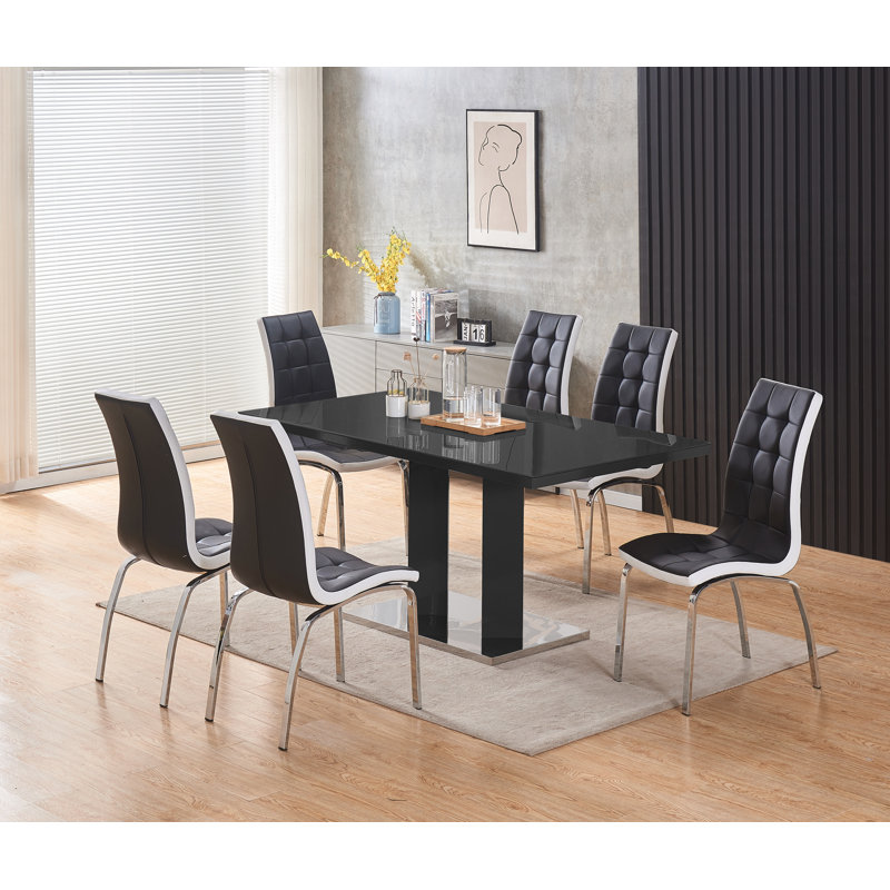 Calvion 6 - Person Dining Set, Black/Silver