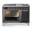 Majestic III Series 48 Inch Dual Fuel Range with 5 Sealed Burners, Griddle, Frenchtop in Matte Graphite (Natural Gas, Burnished Trim)-1387864837-1387864889-1387864890