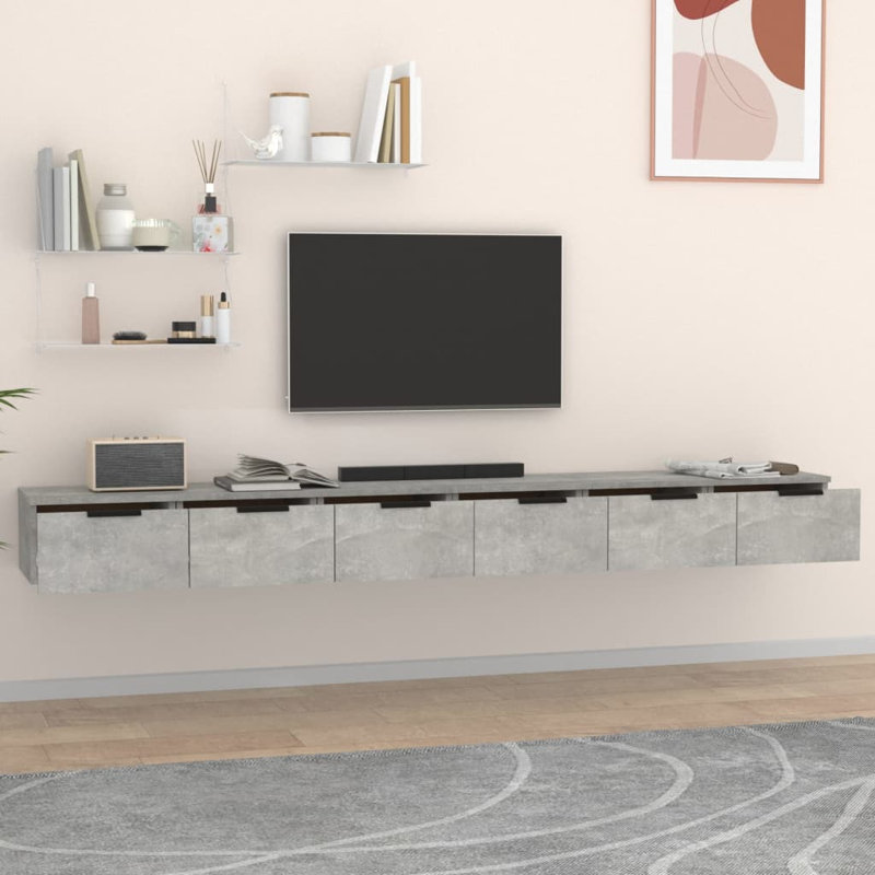 6 Piece Floating Shelf, Concrete Grey