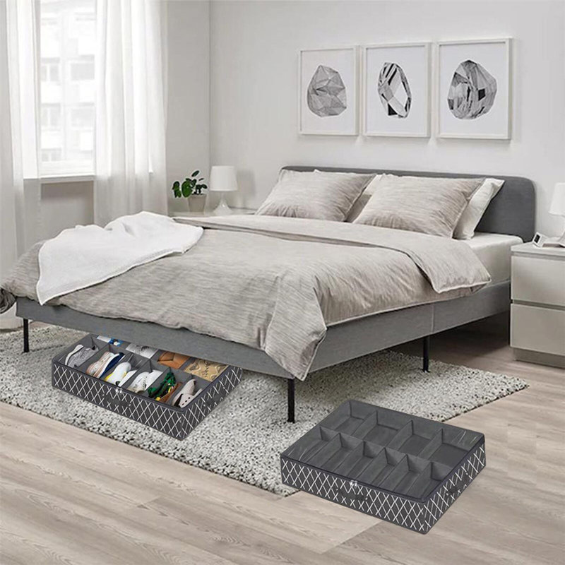 Boîte de rangement pour chaussures sous le lit Boîte de rangement transparente Sac de rangement pliable en treillis non tissé